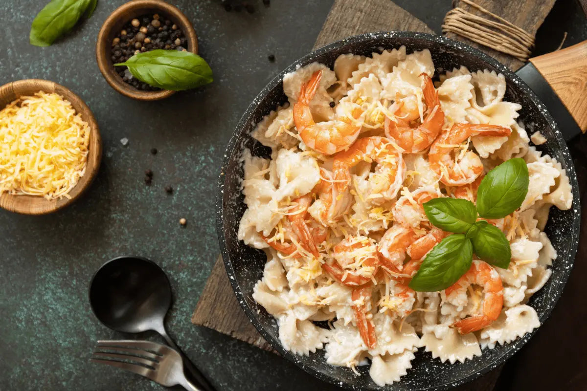 Lemon Prawn Primavera Pasta Molly Morgan Wines